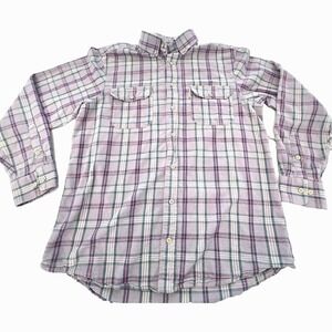 Over Under Crosscut Shirt Mens Large Gray Plaid Flannel Button Down Made‎ USA